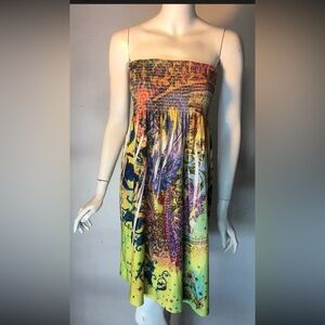 Ocean Breeze  dress/skirt Strapless Multicolour  Summer  with gems SZ L